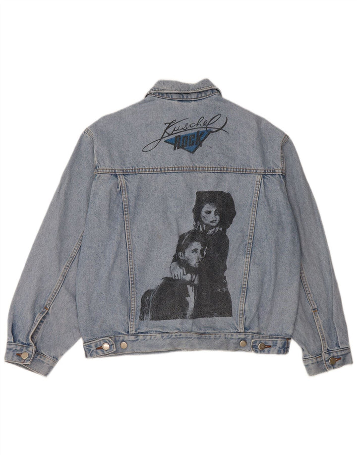 Męska kurtka dżinsowa VINTAGE Graphic UK 36/38 Mała niebieska bawełniana