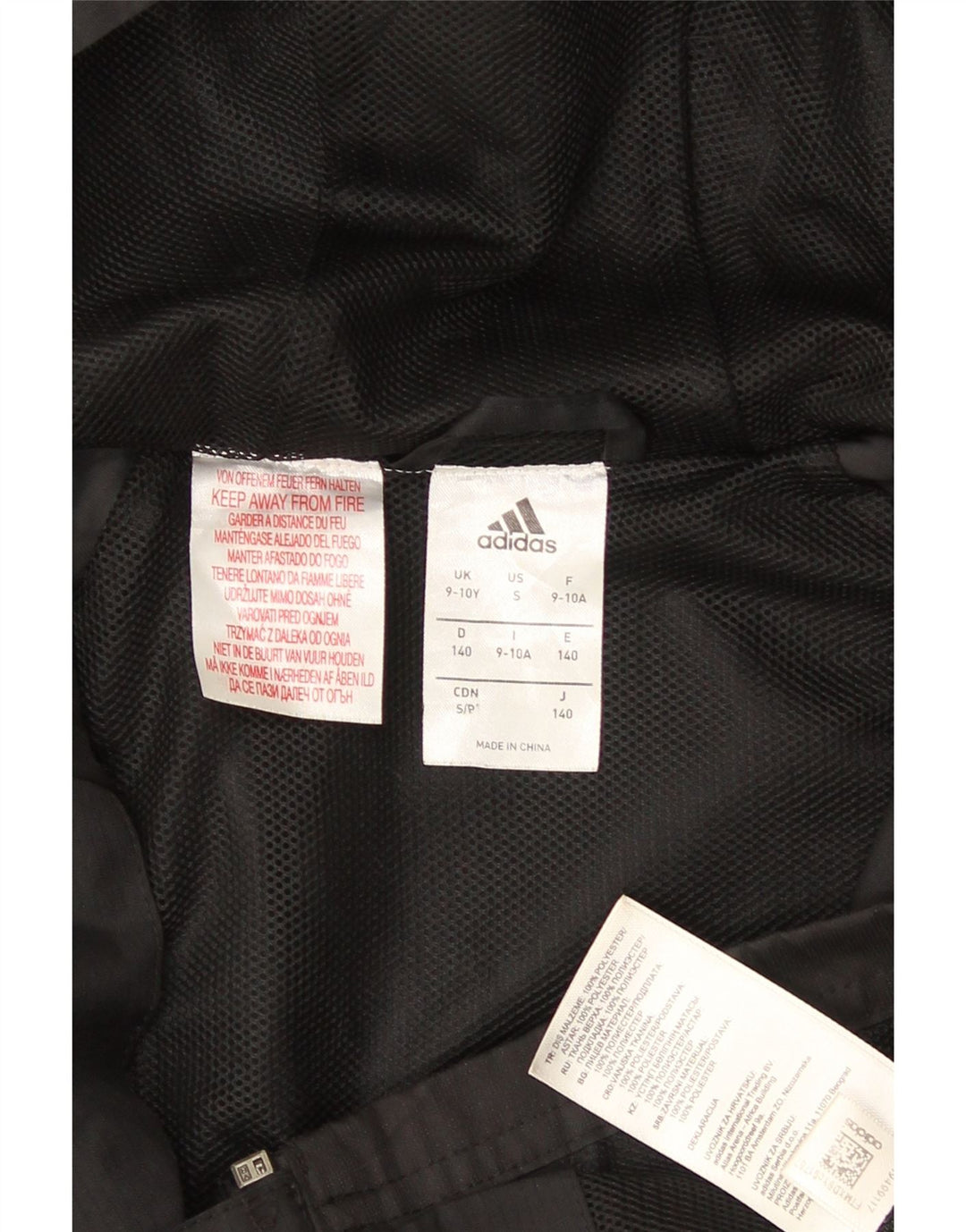 Chłopięca kurtka przeciwdeszczowa Adidas z kapturem, 9-10 lat, czarny poliester