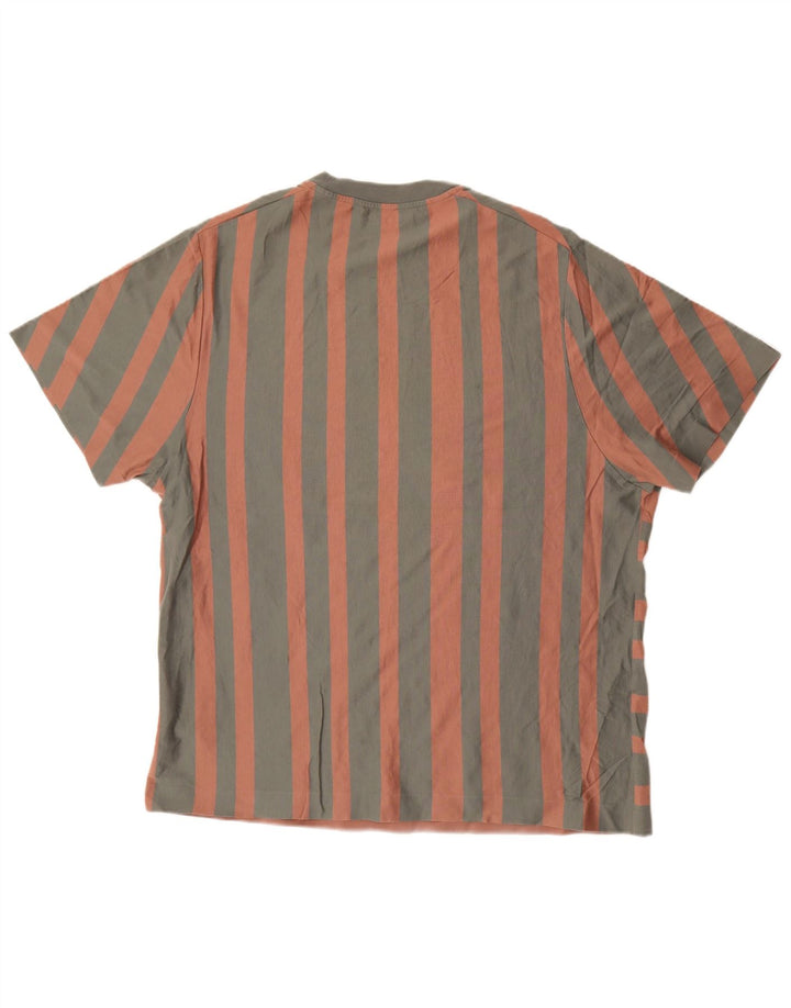 Cos Męski T-shirt Top, Duży, Szary, Bawełniany W Paski