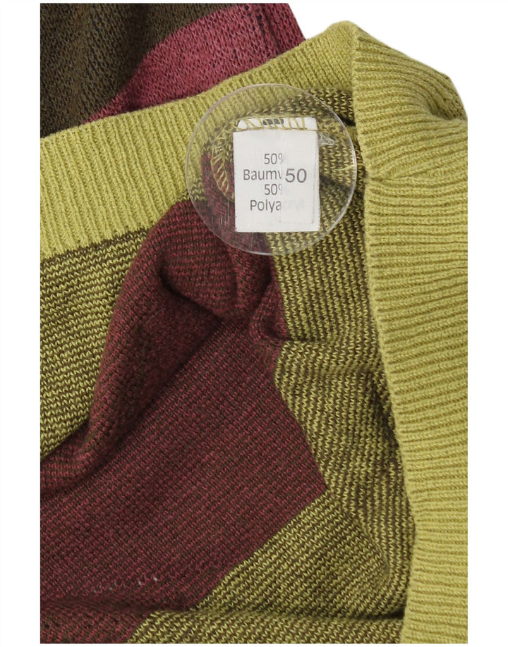 Męski sweter z okrągłym dekoltem w stylu VINTAGE IT 50 Średni zielony geometryczny