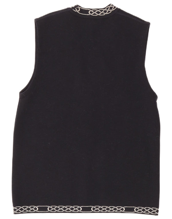 Sweter damski Devernois Paris UK 16, duży, granatowy, geometryczny