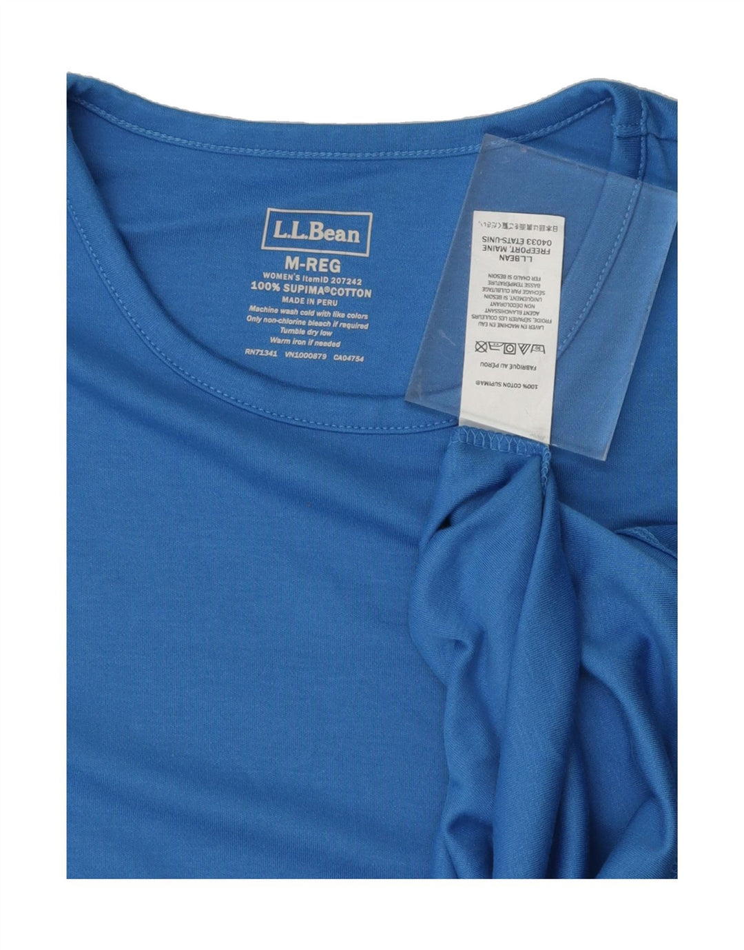 L.L.BEAN Womens T-Shirt Top UK 14 Medium Blue Cotton Vintage L.L.Bean and Second-Hand L.L.Bean from Messina Hembry 