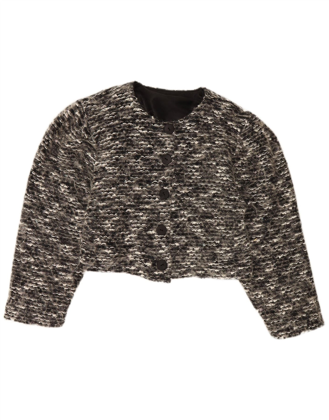 VINTAGE Womens Bolero Jacket UK 12 Medium Grey Flecked