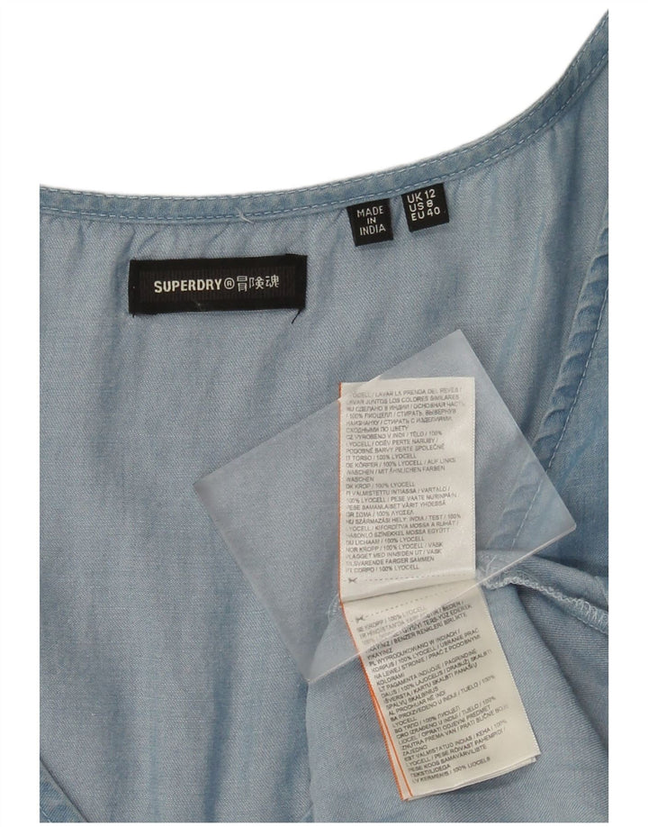 Damska sukienka o linii A Superdry UK 12 Średni niebieski Lyocell