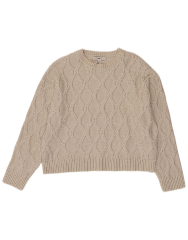 Marks & Spencer Damski sweter z dekoltem w łódkę, UK 14, średni beż