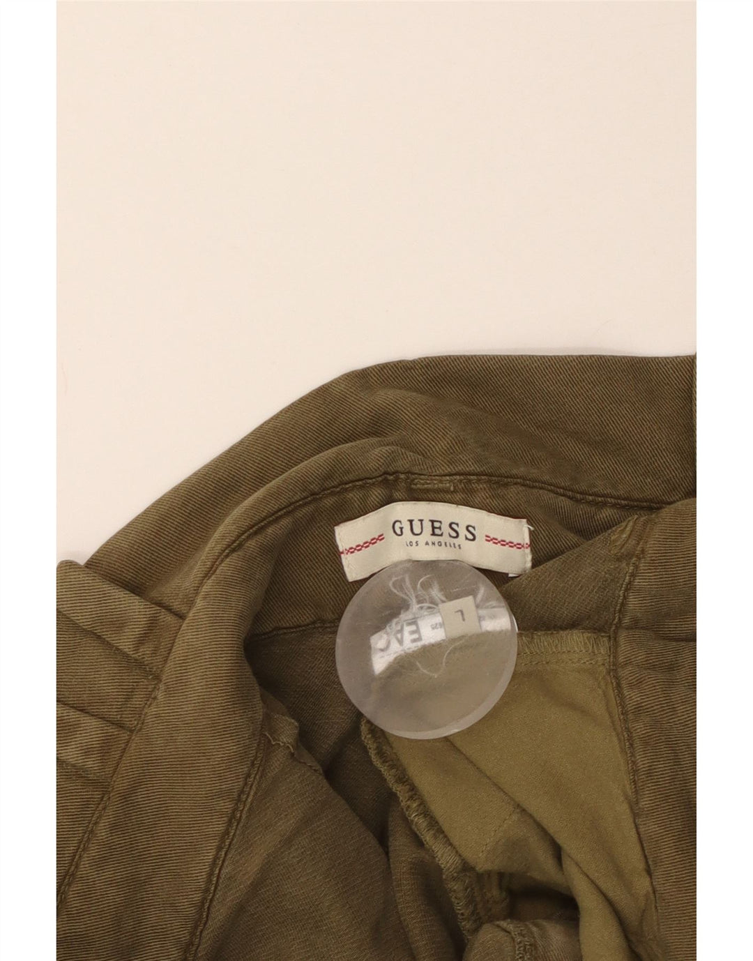 Damskie spodnie z wysokim stanem Guess, duże, W34 khaki