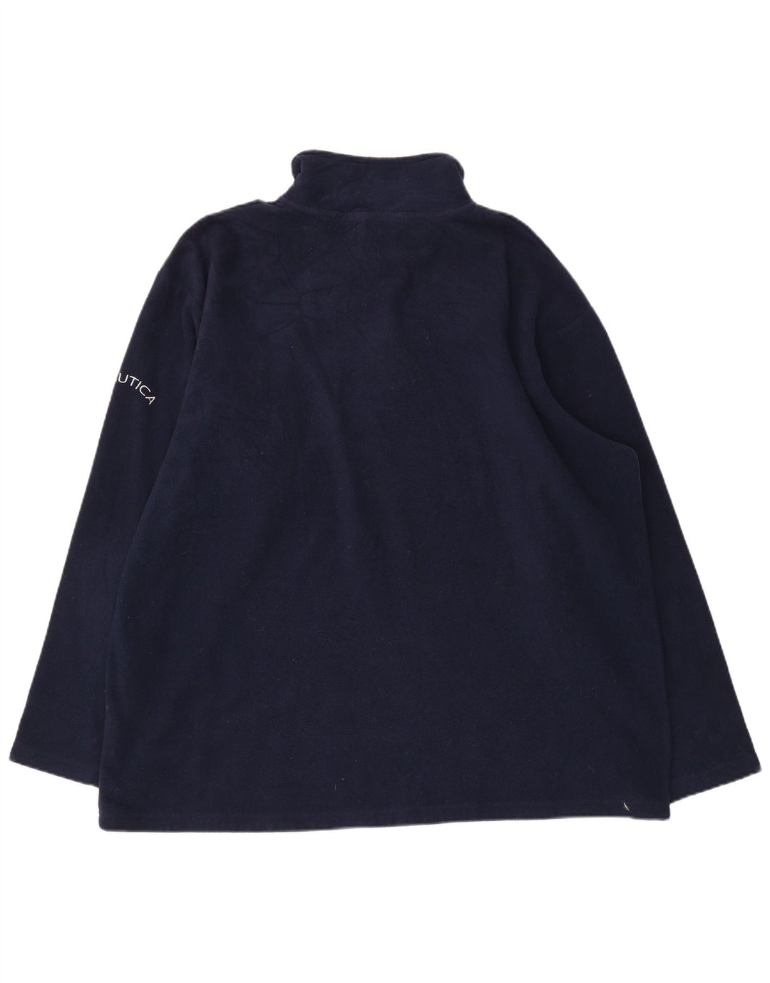 NAUTICA Mens Zip Neck Fleece Jumper XL Navy Blue Polyester