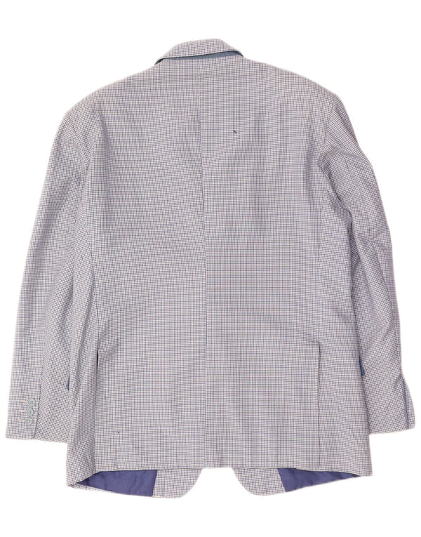 Męska marynarka zapinana na 2 guziki VINTAGE IT 50, duża, wełniana niebieska krata