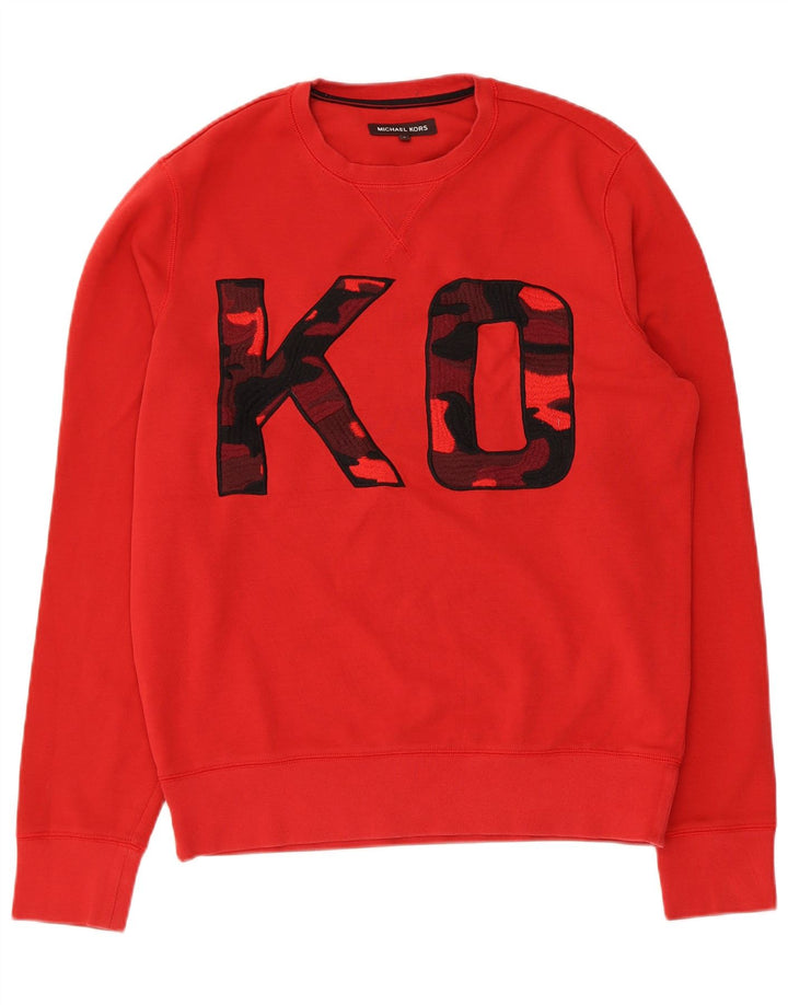 Damska bluza Michael Kors Graphic Jumper UK 14 Średnia czerwona bawełna