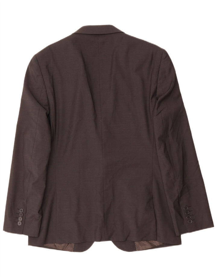Dkny Męska marynarka slim fit zapinana na 2 guziki UK 40 Duża brązowa wełna
