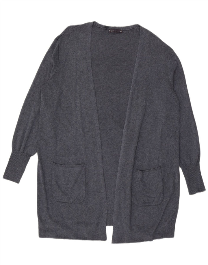 Marks & Spencer Damski sweter oversize z otwartym kardiganem, UK 16, duży niebieski