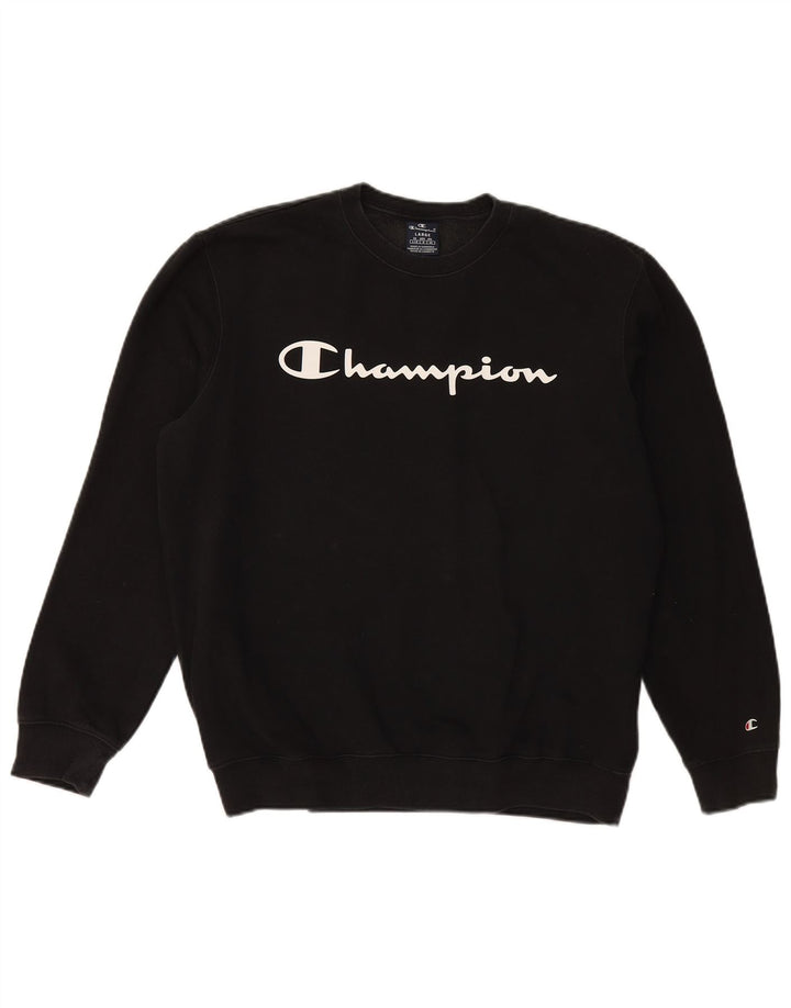 Męski sweter z grafiką Champion, duży, czarny, bawełniany