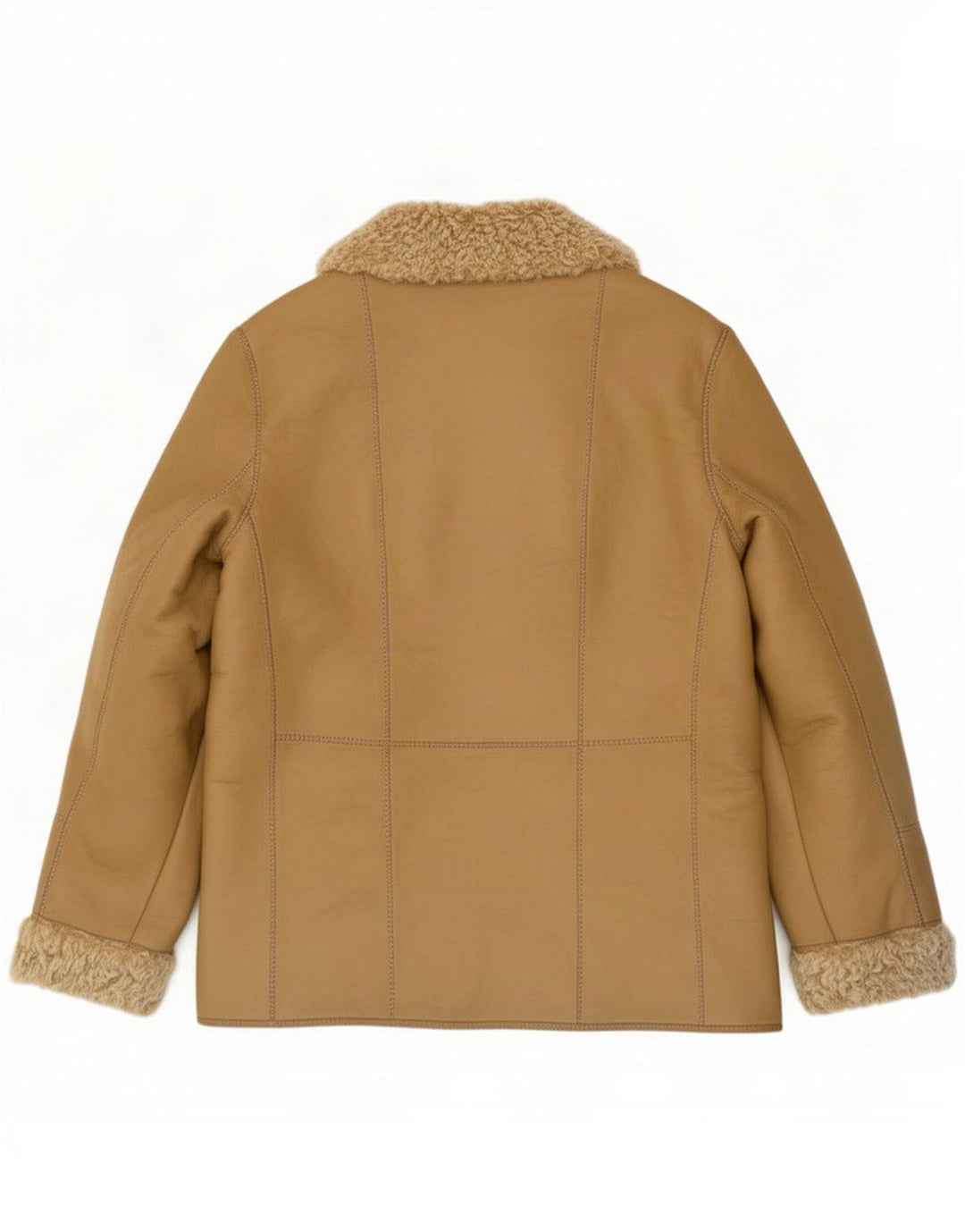 Vintage damska kurtka shearling EU 46 XL beżowa skóra