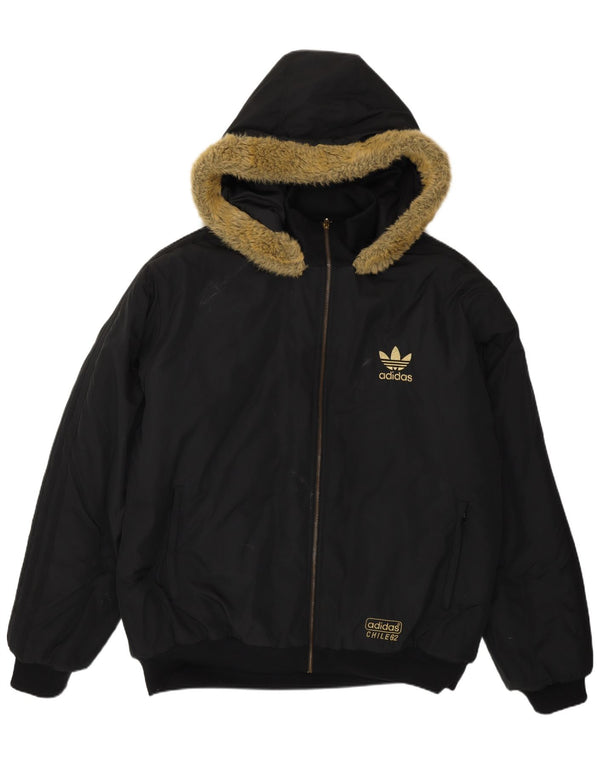 Adidas Męska kurtka bomberka z kapturem Chile 62 UK 42 XL Czarny poliester