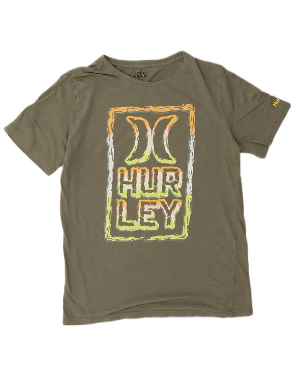 Chłopięcy T-shirt z grafiką Hurley, rozmiar 13-14 lat, XL, khaki