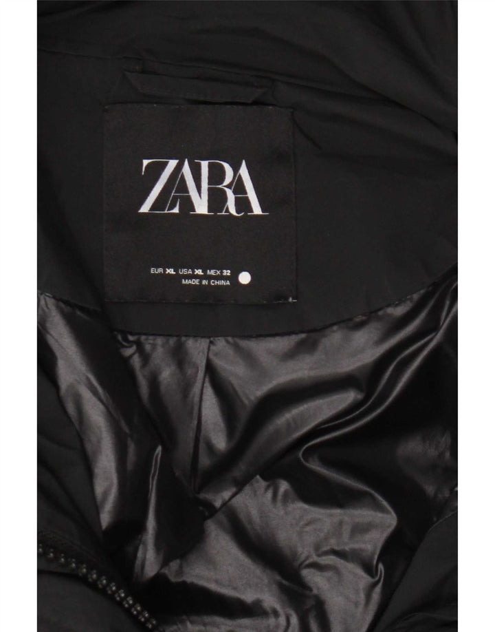 Damska kurtka z kapturem, oversize, wyściełana Zara UK 18 XL, czarna