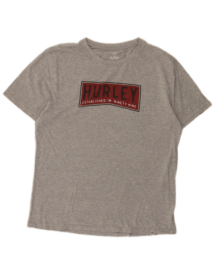 Męski T-shirt z grafiką Hurley, średni szary, nakrapiany