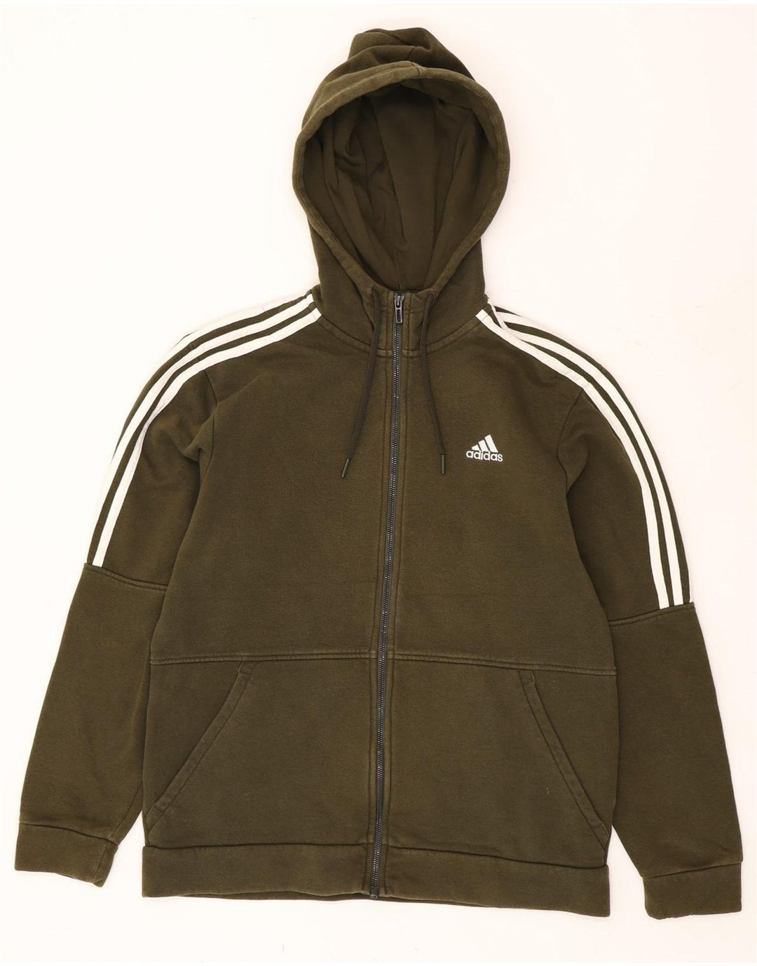 Męski sweter z kapturem i zamkiem błyskawicznym Adidas, bawełna w kolorze khaki