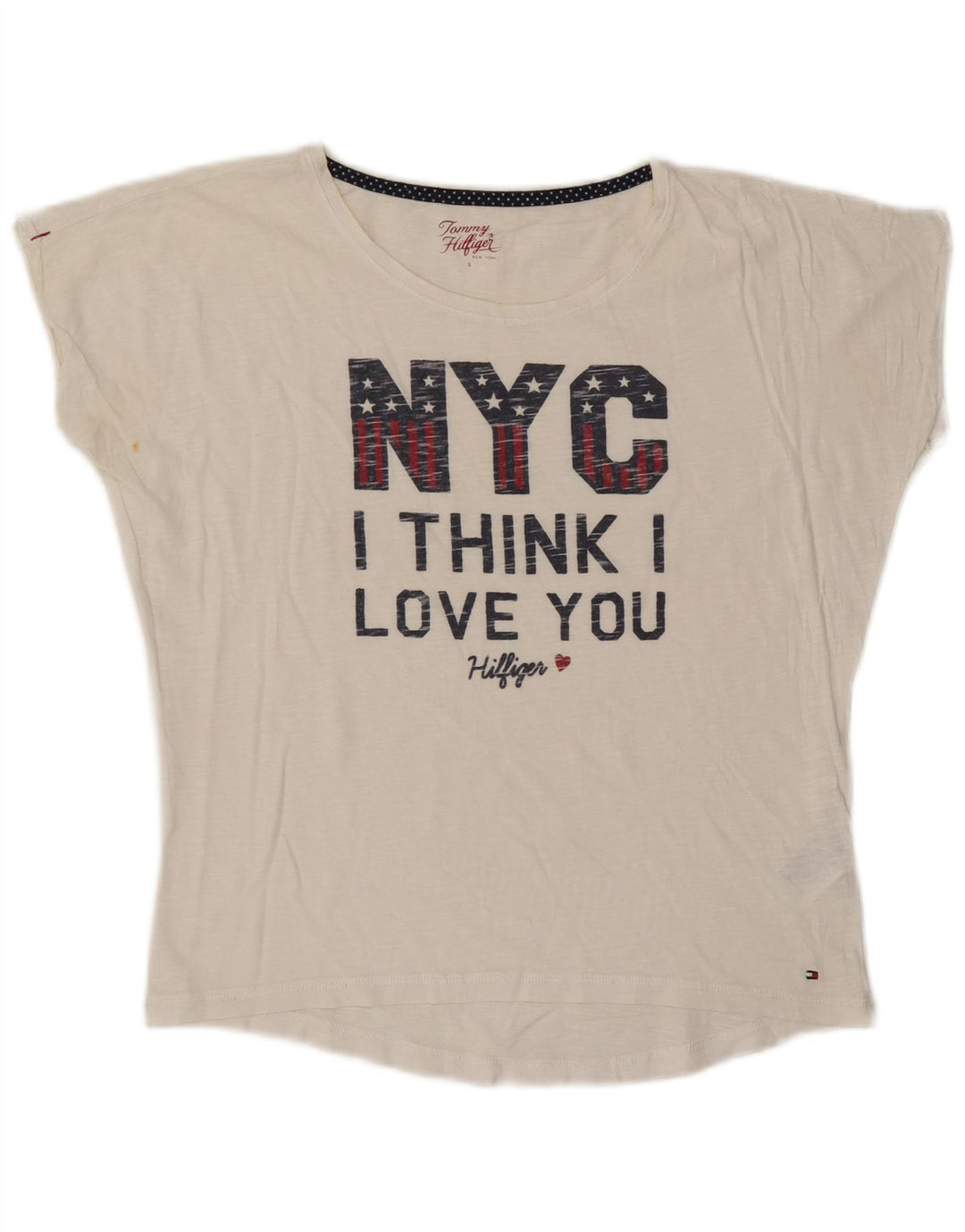 Damska koszulka oversize TOMMY HILFIGER z grafiką Top UK 10 Small White