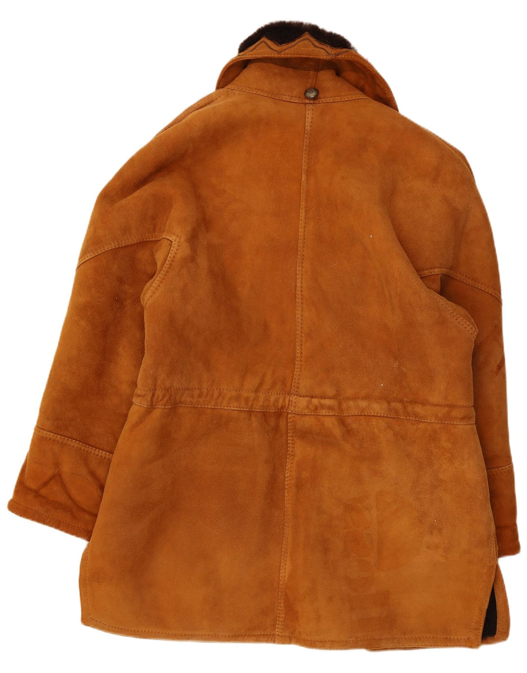 Vintage damski oversize'owy płaszcz z owczej skóry IT 44 średni brąz
