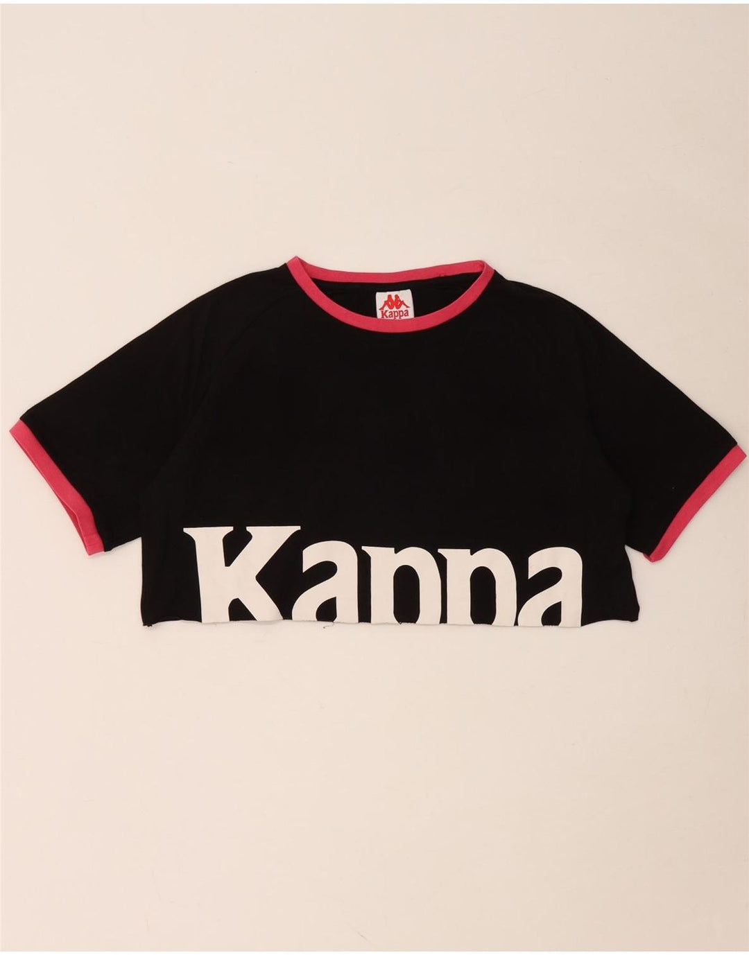Damska koszulka KAPPA Crop Oversize z grafiką Top UK 10 Small Black Cotton