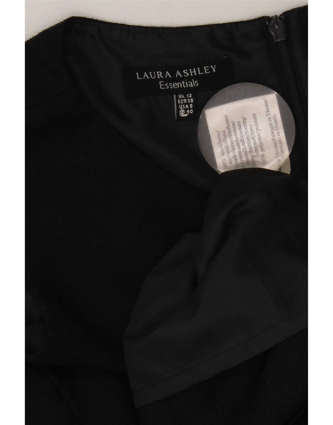 Damska sukienka płaszczowa Laura Ashley UK 12 Średni granatowy wełniany