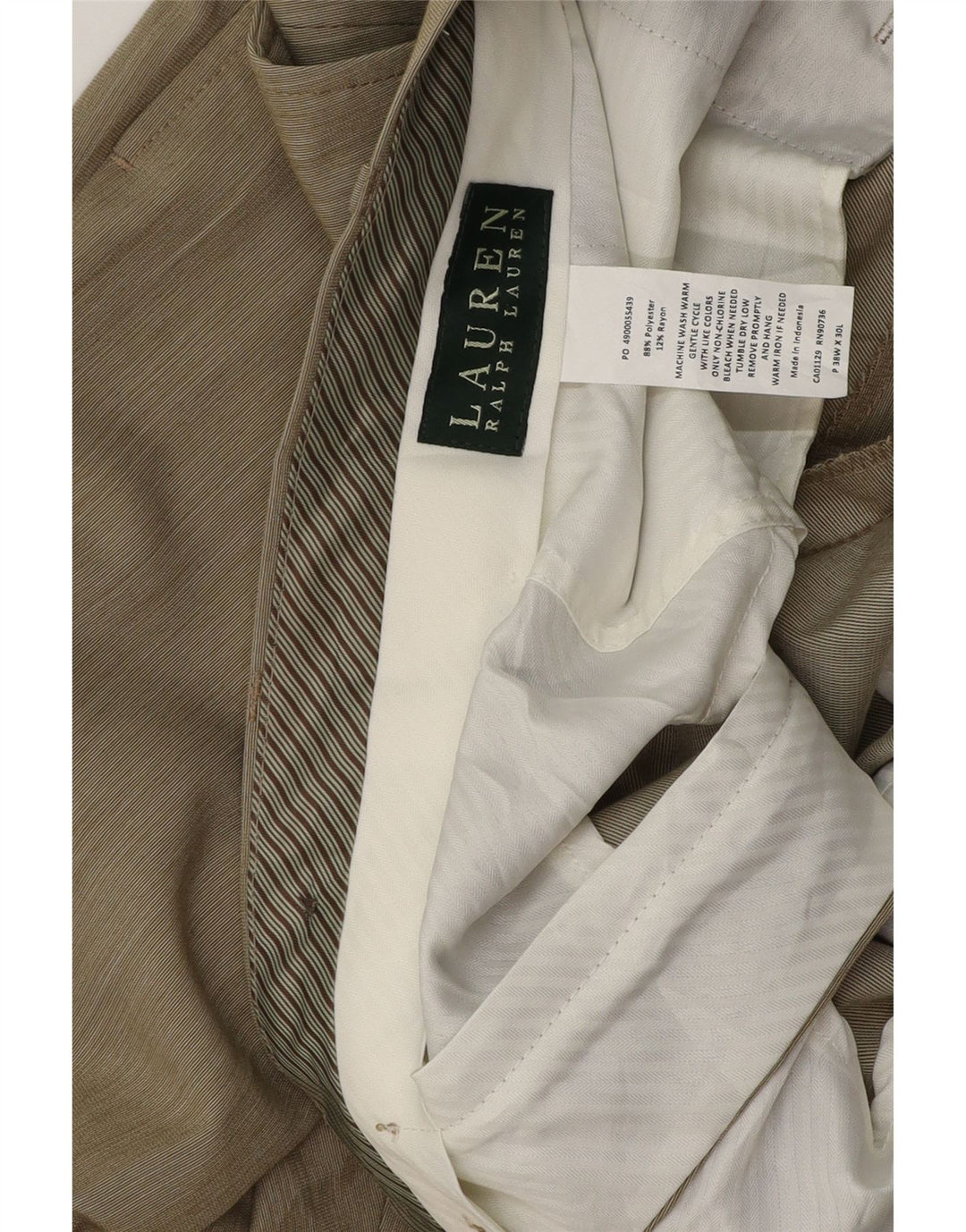 RALPH LAUREN Męskie proste spodnie garniturowe W38 L30 Beżowy poliester