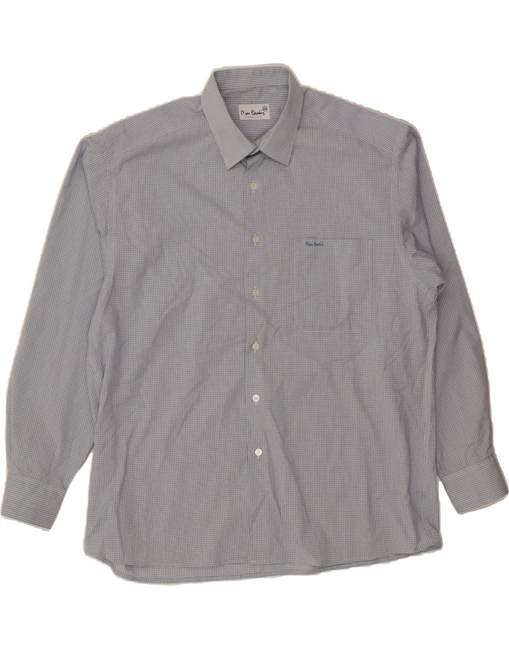 PIERRE CARDIN Mens Shirt Size 44 XL Blue Check Cotton Vintage Pierre Cardin and Second-Hand Pierre Cardin from Messina Hembry 