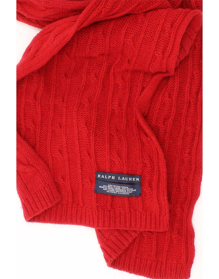 Ralph Lauren Męski szalik z dzianiny w kształcie prostokąta, jeden rozmiar, czerwony, bawełniany
