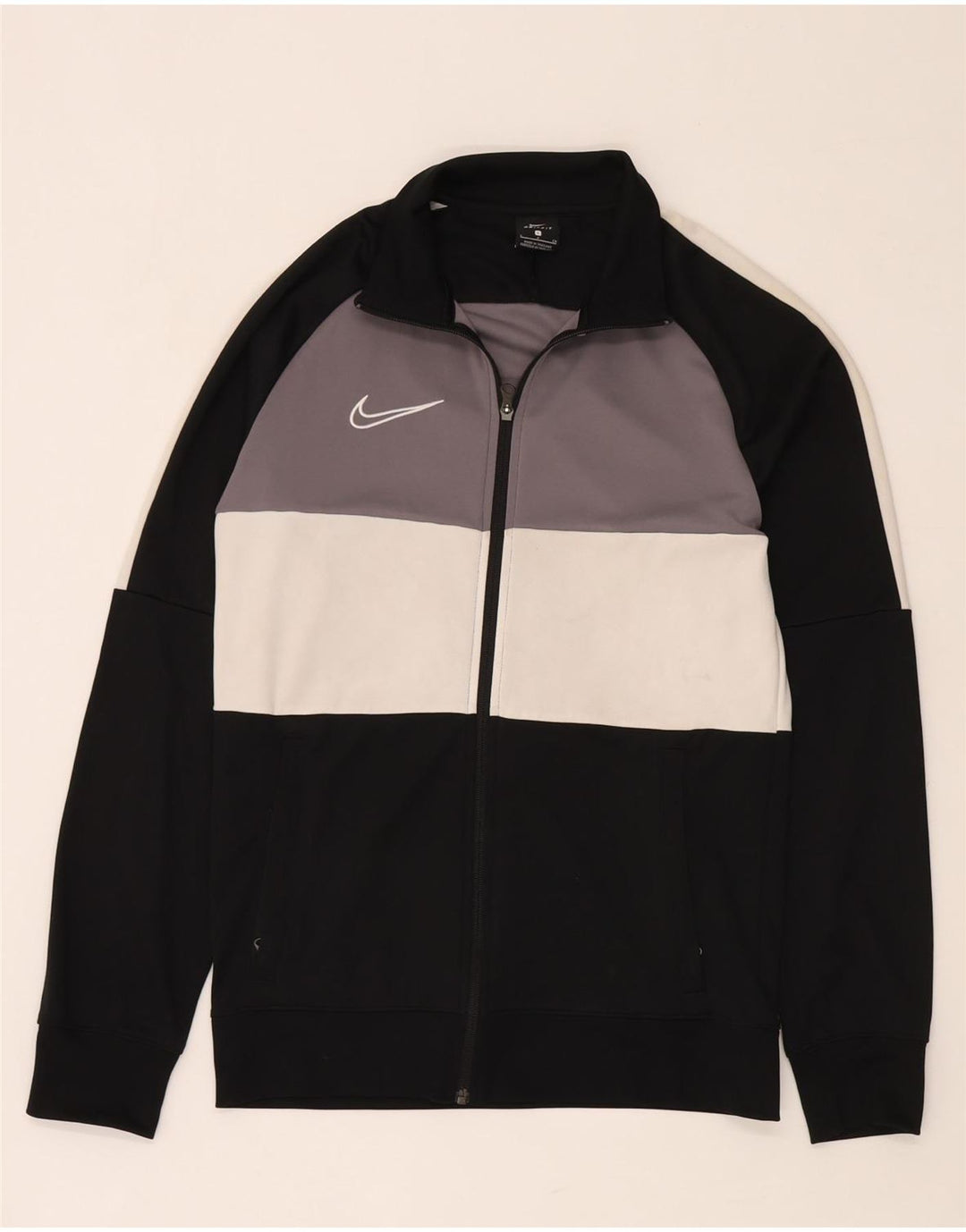 Męska kurtka dresowa Nike Dri Fit, mała, czarna, poliestrowa z blokami kolorów