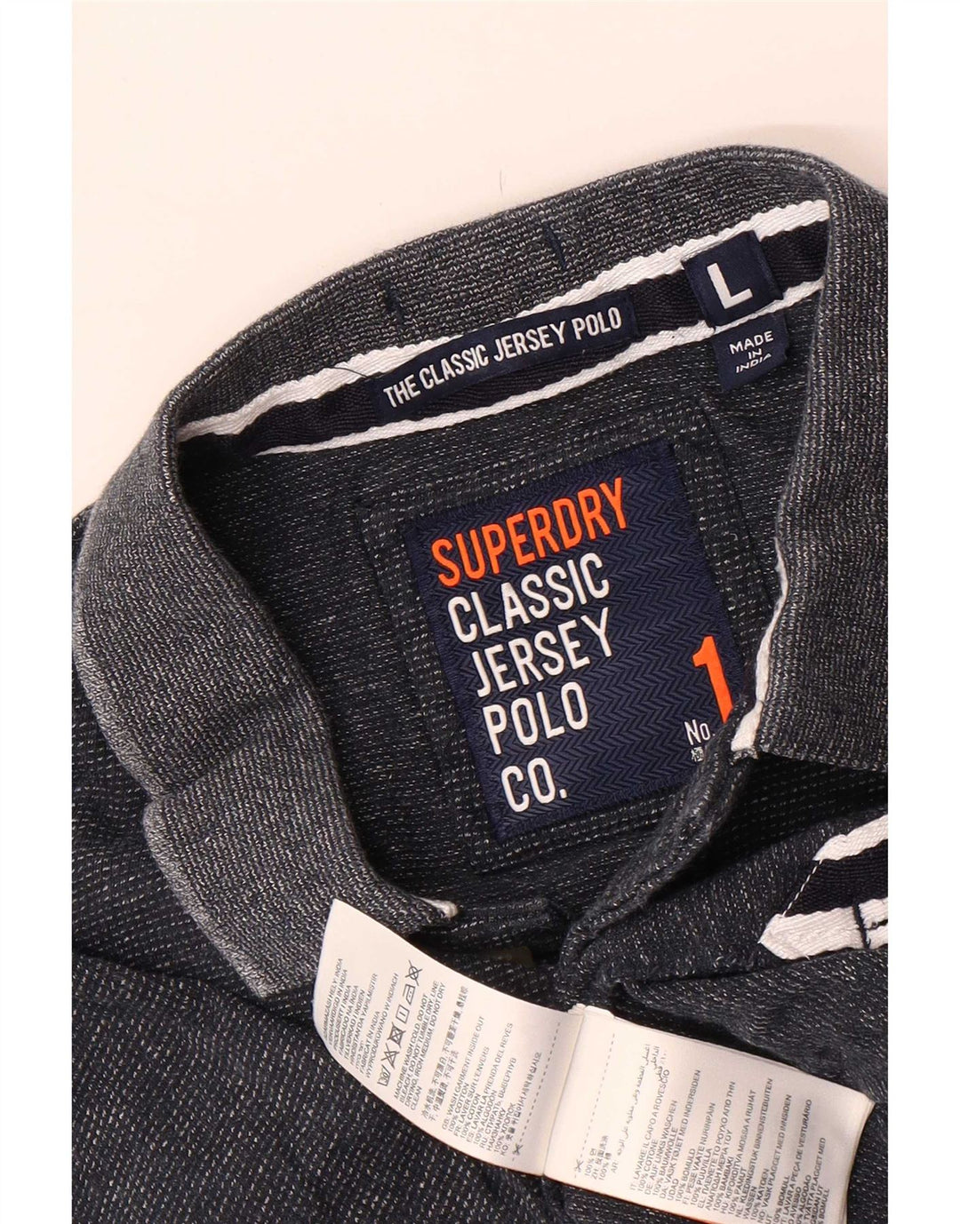 Męska koszulka polo Superdry, duża, granatowa, bawełniana w cętki