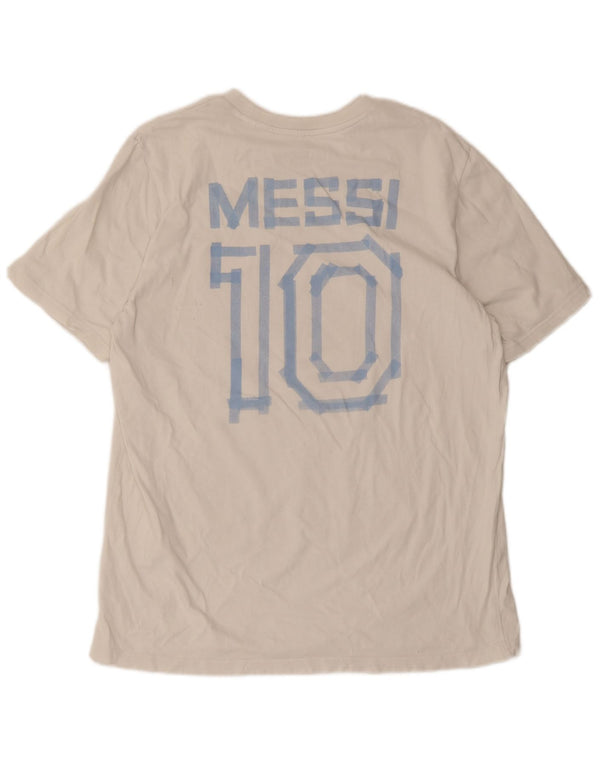 Męska koszulka z grafiką Adidas MESSI, duża, biała, bawełniana