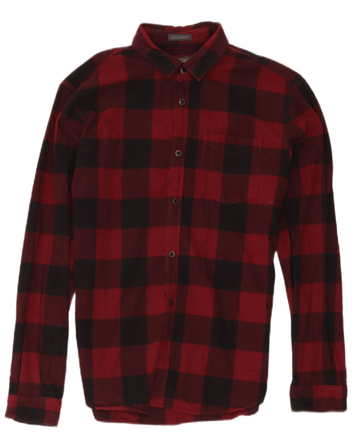Męska koszula flanelowa Jack & Jones, bawełniana w czerwoną kratę