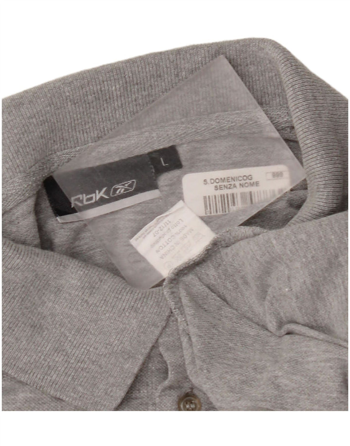 Męska koszulka polo Reebok, duża, szara, bawełniana w plamki