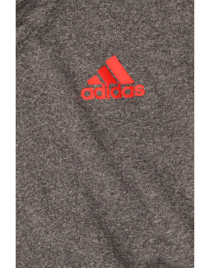 Męski sweter z kapturem ADIDAS Climawarm, średnio szary, nakrapiany poliester