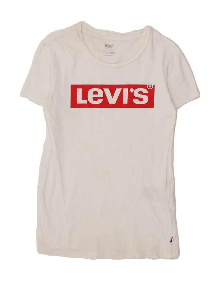 LEVI'S Womens Graphic T-Shirt Top 2XS White Cotton Vintage Levi's and Second-Hand Levi's from Messina Hembry 