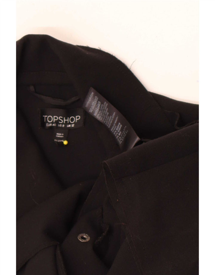 Krótki trencz damski Topshop UK 12, średni czarny poliester
