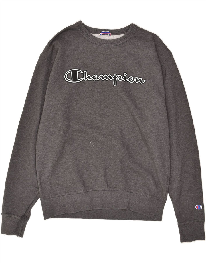 CHAMPION Mens Graphic Sweatshirt Jumper Medium Grey Cotton Vintage Champion and Second-Hand Champion from Messina Hembry 