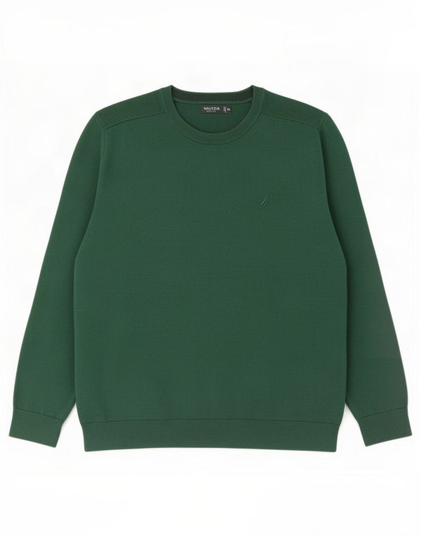 Męski sweter Nautica z okrągłym dekoltem 2XL, zielona bawełna
