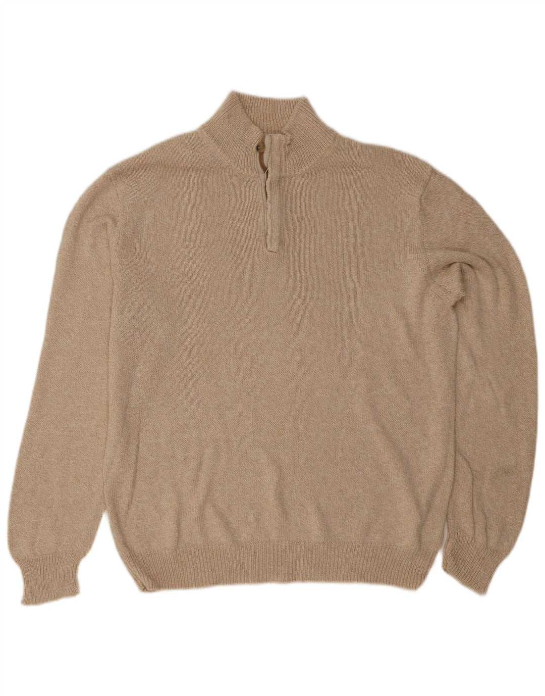 Męski sweter zapinany na guziki Massimo Dutti, duży, beżowy, bawełniany