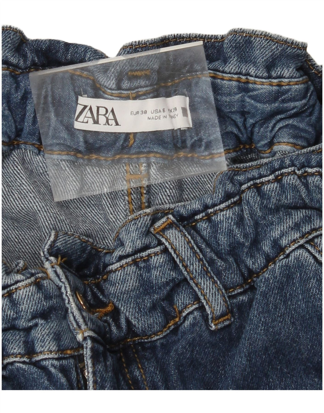 Damskie jeansy ZARA Crop Loose Fit z wysokim stanem EU 38 Small W28 L25 Niebieskie