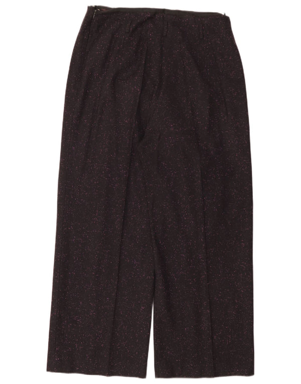 Damskie spodnie garniturowe z wysokim stanem Jaeger UK 16 Large W36 L29 Czarne nakrapiane