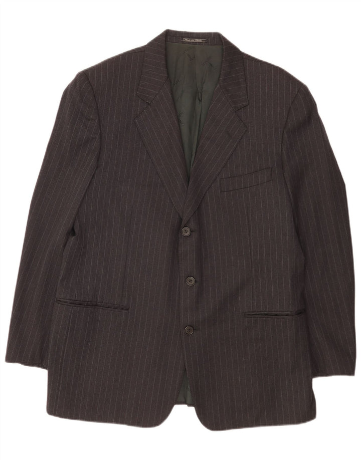 Męska marynarka zapinana na 3 guziki Trussardi IT 52 XL Szara, prążkowana dziewicza wełna