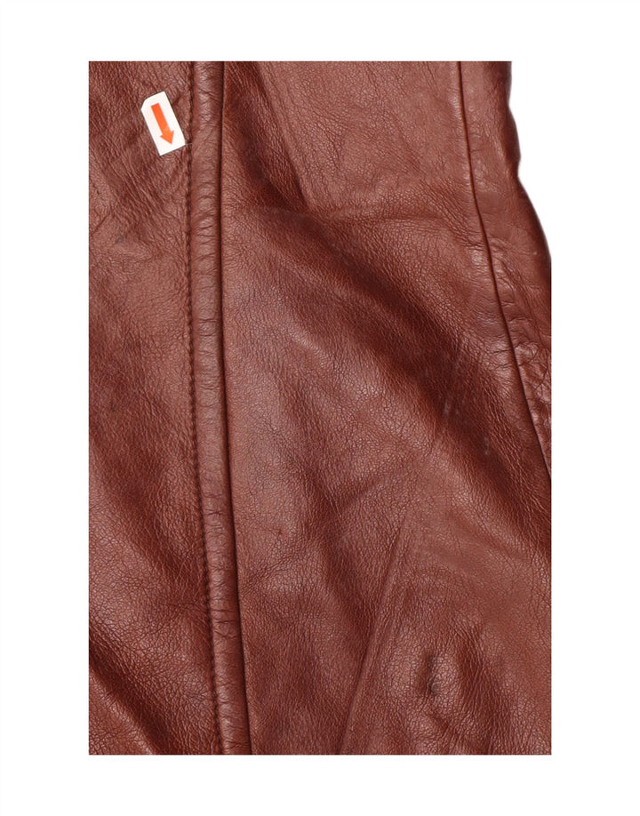 Damski płaszcz skórzany VINTAGE IT 52 2XL Brązowa skóra