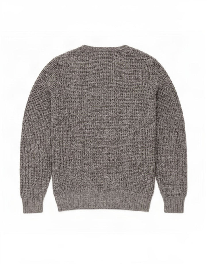 Marks & Spencer Męski sweter z dekoltem w łódkę, mały, szary, bawełniany