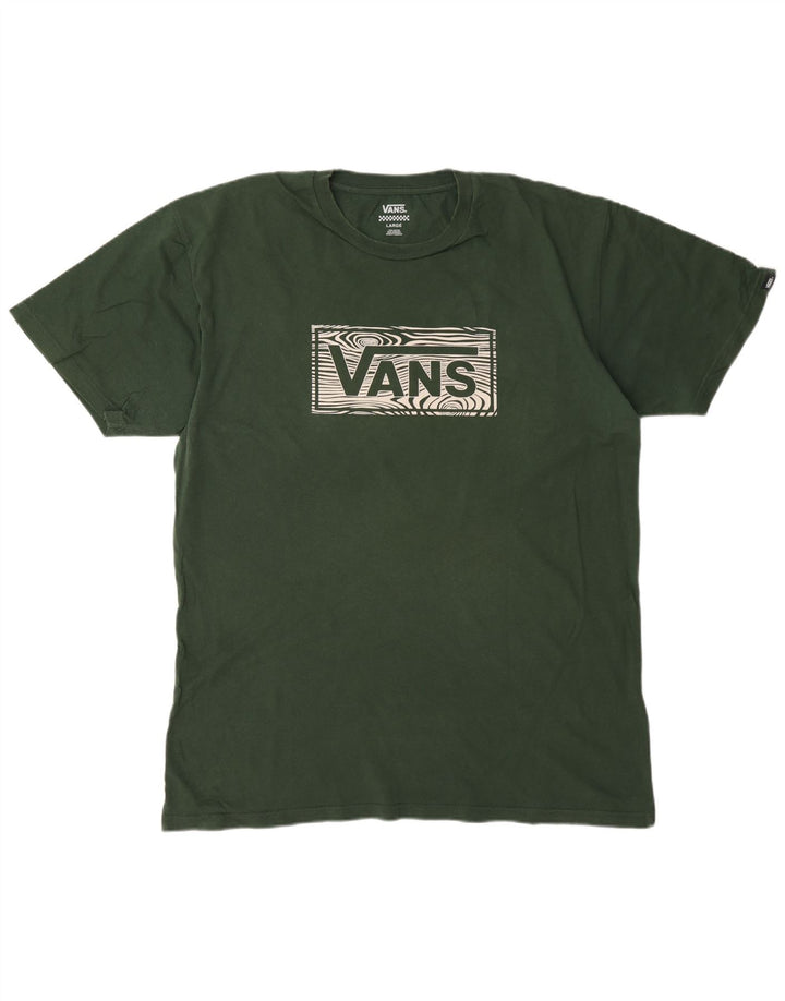 Męski T-shirt z grafiką Vans, duży, zielony, bawełniany