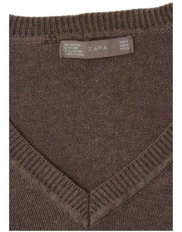 Sweter damski Zara z dekoltem w kształcie litery V, UK 14, średni brąz