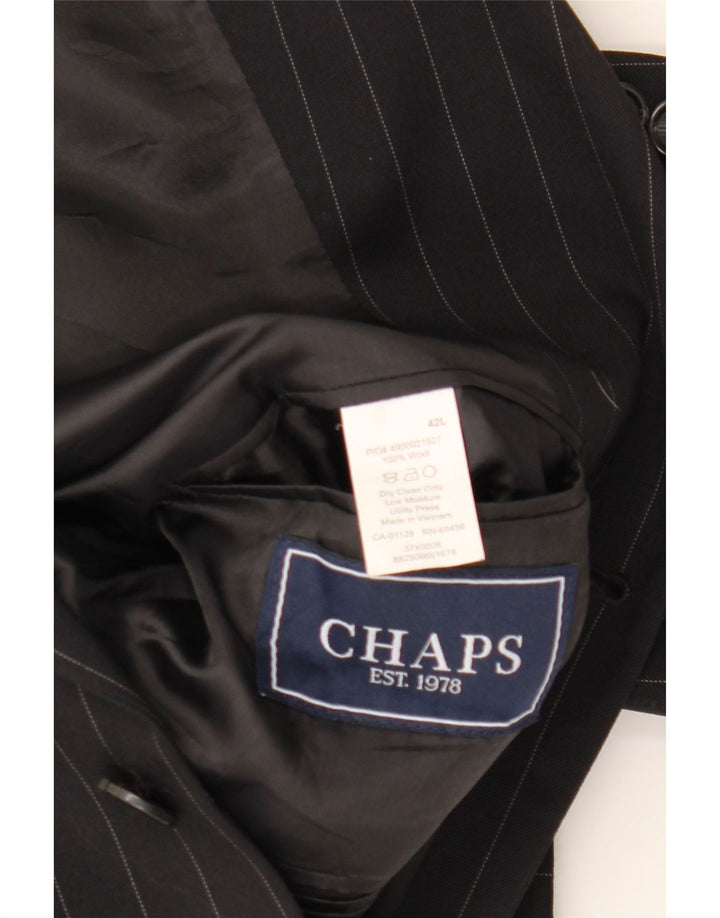 Męska marynarka zapinana na 3 guziki CHAPS UK 42 XL, czarna wełniana w prążki