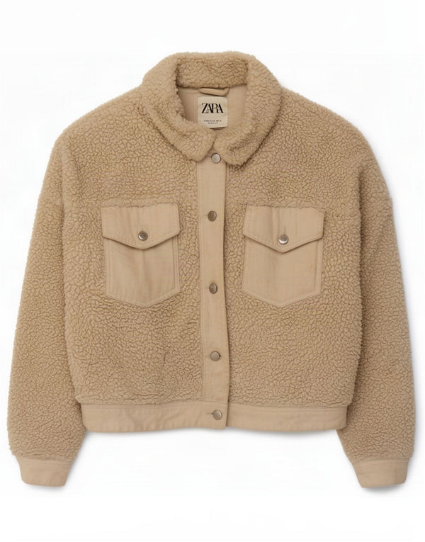 Damska kurtka polarowa oversize Zara UK 6 XS Off White Poliester