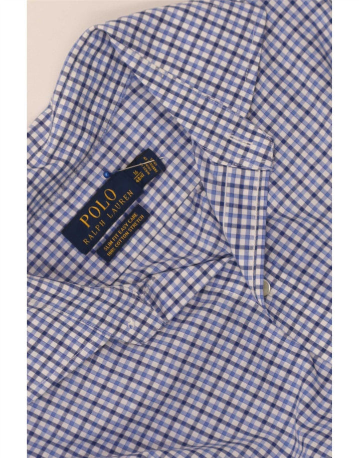Męska koszulka Polo Ralph Lauren ze stretchem, rozmiar 40/41 16, duża niebieska kratka